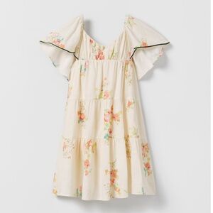 ZARA GIRL NWT PIPED WATERCOLOR DRESS